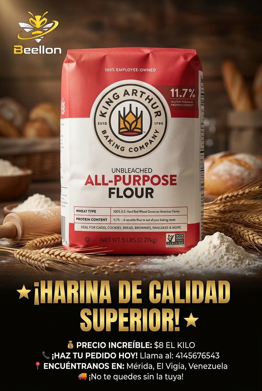 ⭐ ¡HARINA DE CALIDAD SUPERIOR! ⭐
💰 PRECIO INCREÍBLE: $8 EL KILO
📞 ¡HAZ TU PEDIDO HOY! Llama al: 4145676543
📍 ENCUÉNTRANOS EN: Mérida, El Vigía, Venezuela
🚚 ¡No te quedes sin la tuya!